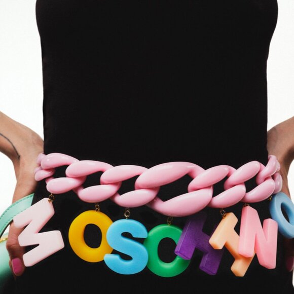 Moschino Accessories - Moschino Women's Bijoux Small Chain Link Logo Belt NEW